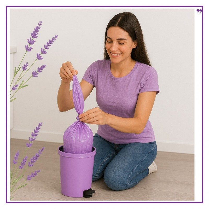 Saco de Lixo Perfumado ,Kit 2 com 80 Sacos ,Para Pia e Banheiro , 34x38cm , Lavanda