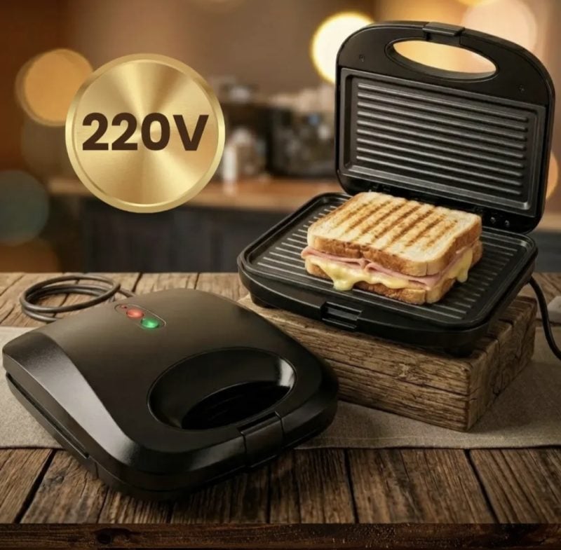 Sanduicheira Elétrica Antiaderente Grill 750w Preto 110/220v