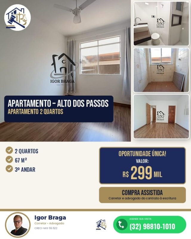 Apartamento 2 Quartos para Venda em Juiz de Fora, Alto dos Passos, 2 dormitórios, 2 banhei