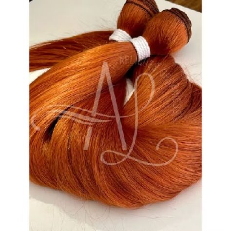 Cabelo Mega Hair Ruivo Laranjinha Liso Fibra Russa Aplique Organico — foto 2