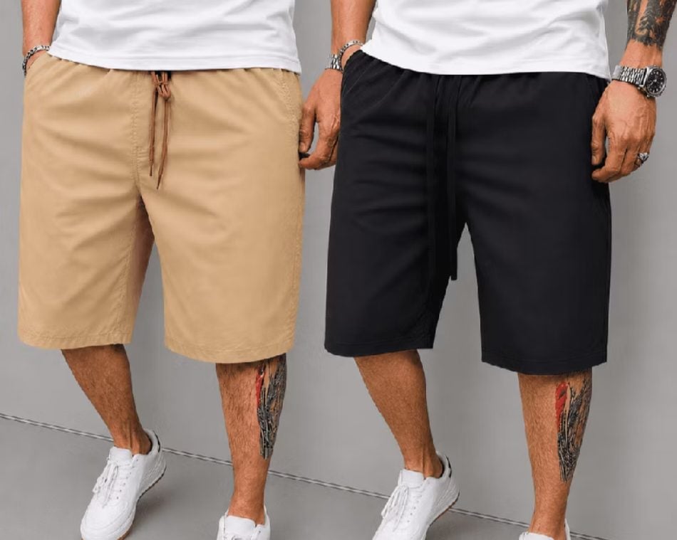 Bermuda Sarja Masculina Premium Slim Fit com Elastano Confortável Casual Cores Preta Bege — foto 2