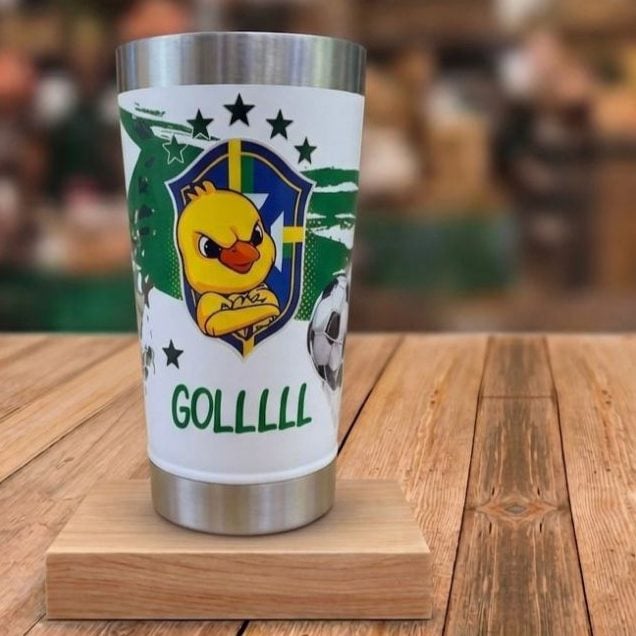 Copo Termico 473ml Personalizado Brasil Com Abridor integrado e Tampa - Tema Copa do Mundo — foto 2