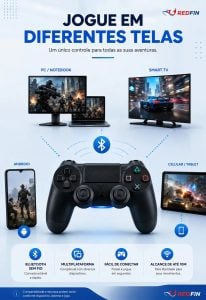 Controle Sem Fio Joystick REDFIN Bluetooth Compatível Para Ps4 Videogame Tv Samsung Pc P4 — foto 4