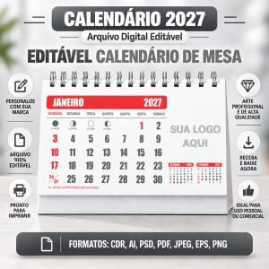 Pack 8 Bases editáveis em vetor de Calendários 2027 Cdr - Ilustrator - Photoshop — foto 7