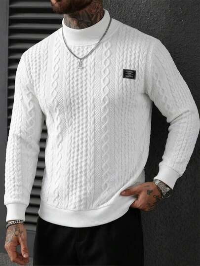 EGENSIO Moletom de Tricô Casual com Gola Alta para Homens, Adequado para Uso Casual Diário