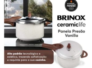Panela de Pressão Brinox Ceramic Life 4,2L Vanilla tecnologia, segurança e sofisticação — foto 3