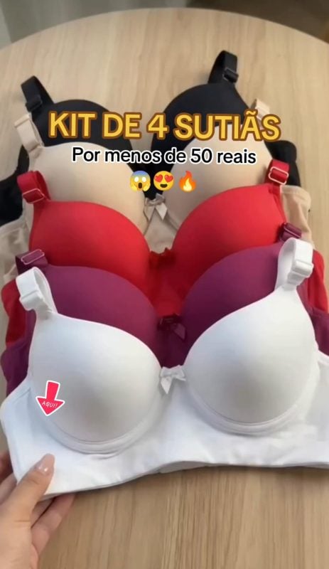 Kit 4 sutiãs com bojo