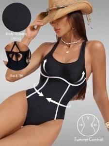 Maiô Feminino de Cor Sólida com Costas Cruzadas — foto 5