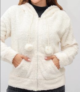 Blusa Feminina Casaco Moletom Pelúcia Com Capuz Zíper Inverno Quentinha — foto 4