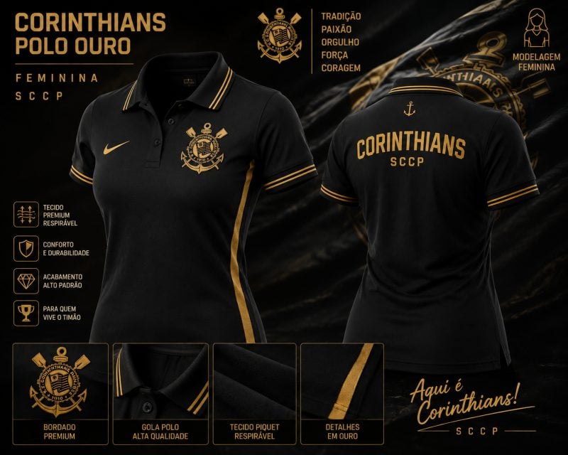 Camisa Corinthians Polo Ouro