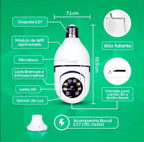 "2 Em 1 Imperdível: A Lâmpada Que Ilumina E Vigia Sua Casa Em Tempo Real" — foto 2