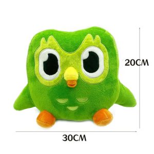 Pelúcia Mascote Duolingo Inglês Passarinho Coruja Verde — foto 3