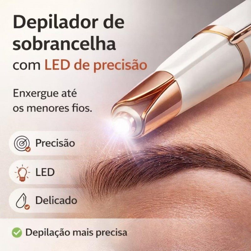 Caneta Depiladora de Sobrancelha Elétrica Recarregável USB Sem Dor