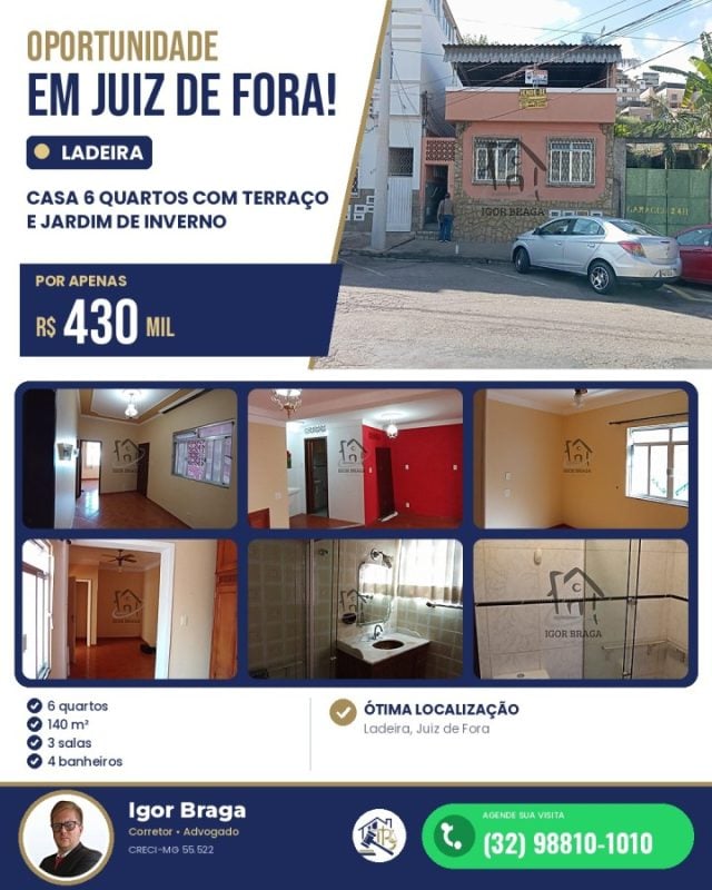 Casa para Venda em Juiz de Fora, Ladeira, 6 dormitórios, 2 suítes, 5 banheiros