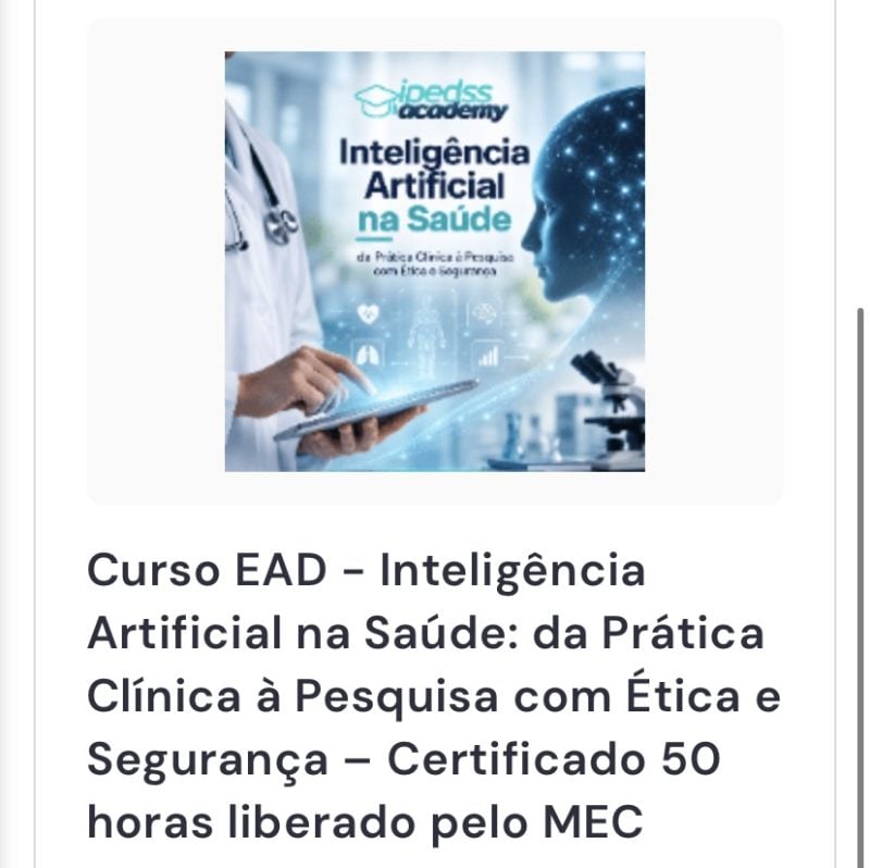 Curso EAD - Prática Clínica à Pesquisa com Ética e Segurança - Certificado 50 horas