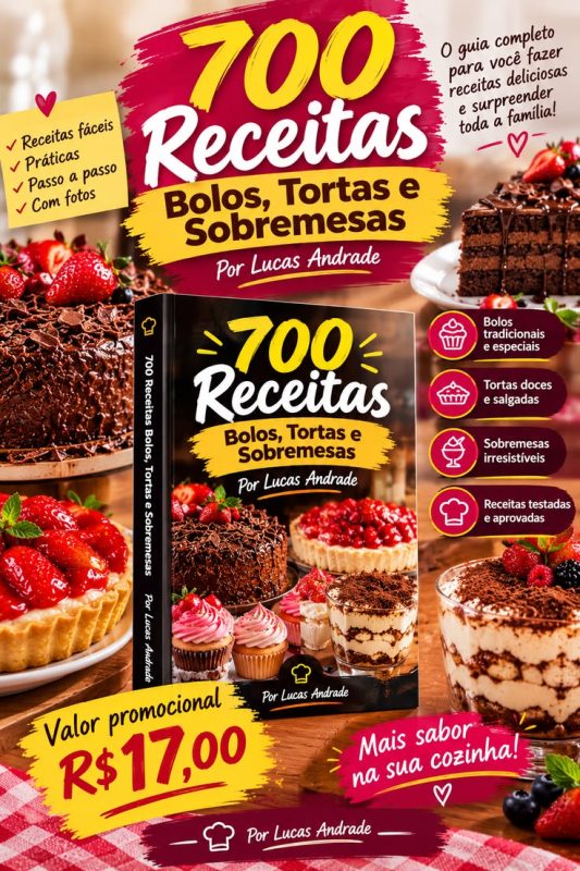 700 Receitas de Bolos, Tortas e Sobremesas por Apenas R$ 17,00!