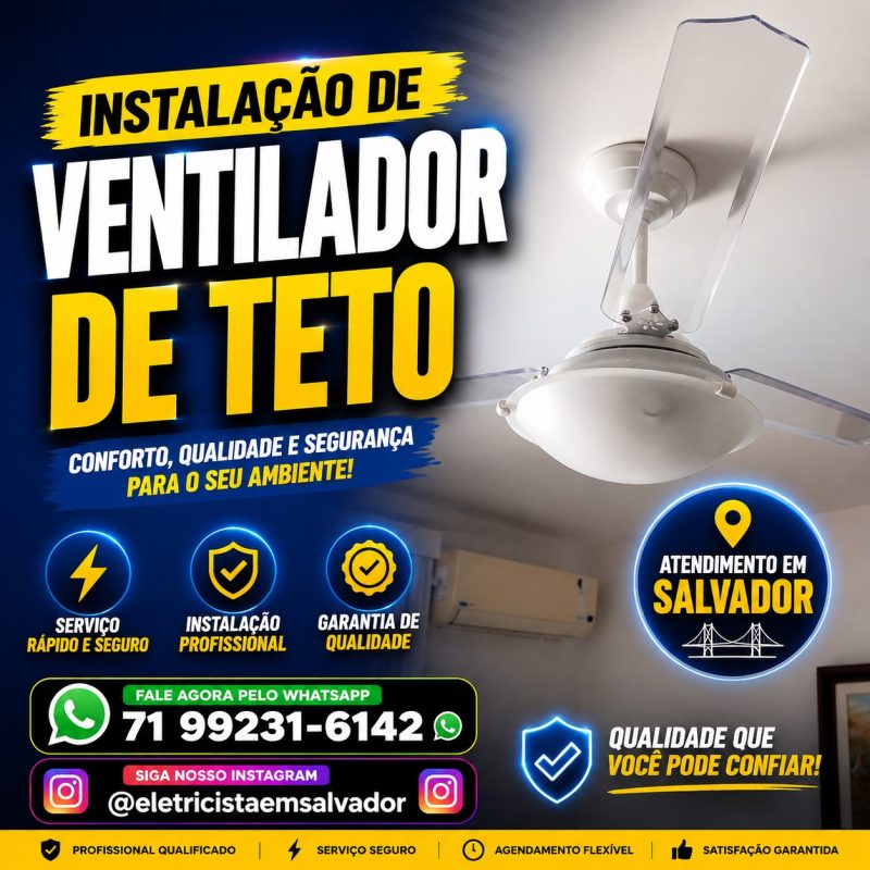 Instalação de Ventilador de Teto - Eletricista Residencial e Predial