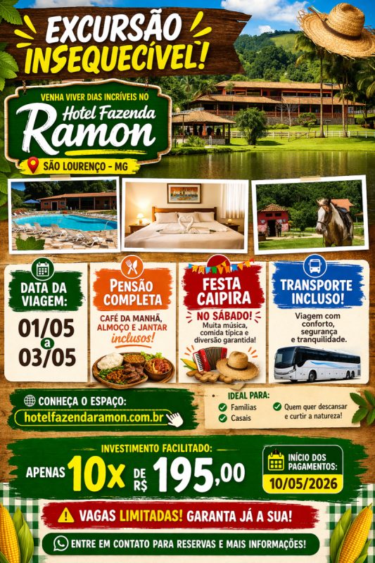 Feriado do Dia do Trabalho em Hotel Fazenda Ramon