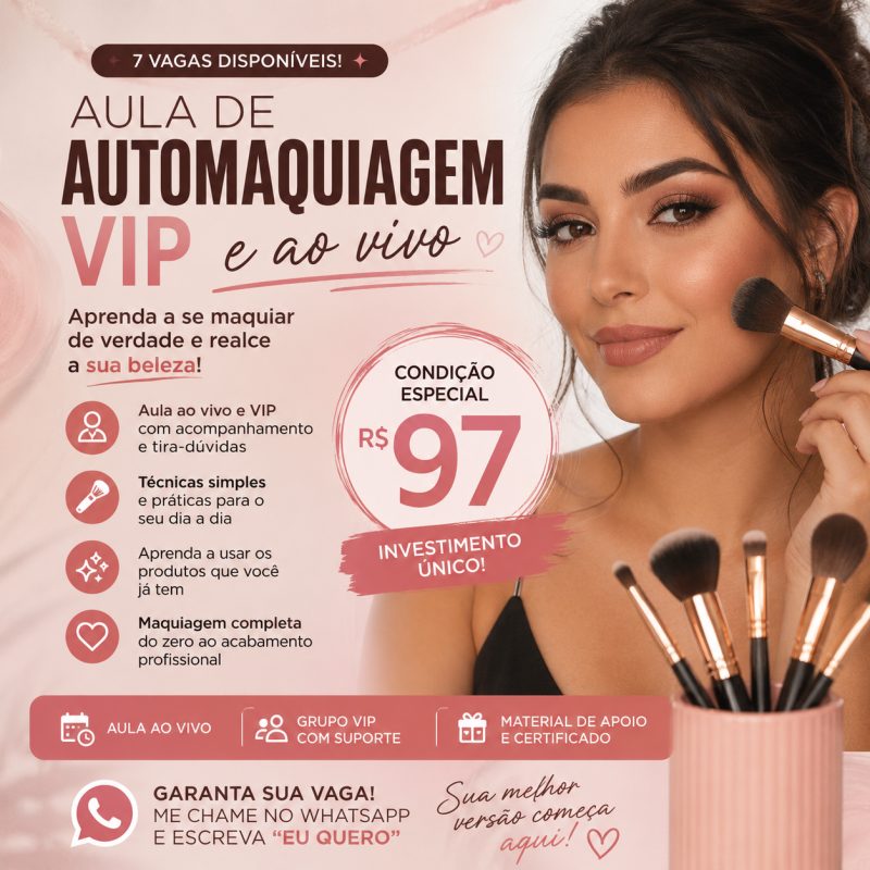 Aula de Automaquiagem Online Ao Vivo