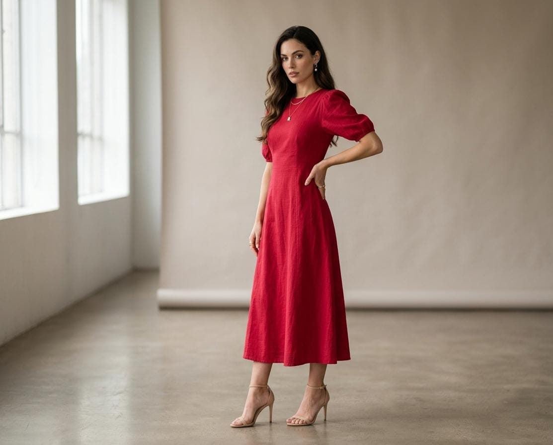 Vestido Midi Vermelho Algodão Tamanho M,G,GG,P (Novo) — foto 2