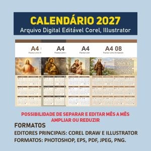Pack 8 Bases editáveis em vetor de Calendários 2027 Cdr - Ilustrator - Photoshop — foto 15