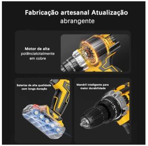 Furadeira parafusadeira De Impacto Sem Fio bateria 21v com Duas baterias recarregáveis 6500 mah — foto 4