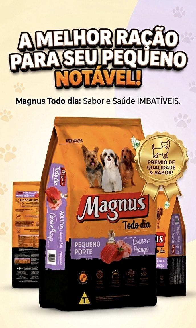 Ração Magnus Todo Dia Pequeno Porte 3kg Carne e Frango Nutrição Completa para Cães — foto 2
