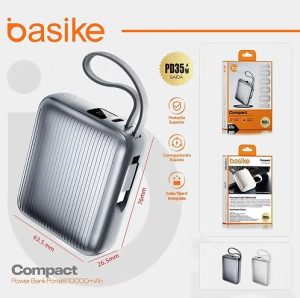 Power Bank Basike 10000 mAh com Cabo USB-C e Carregamento Rápido 35W para iPhone e Samsung — foto 9