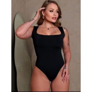 Body Collent Feminino Regata Blusa Decote Quadrado com Forro Estilo Blogueira — foto 8