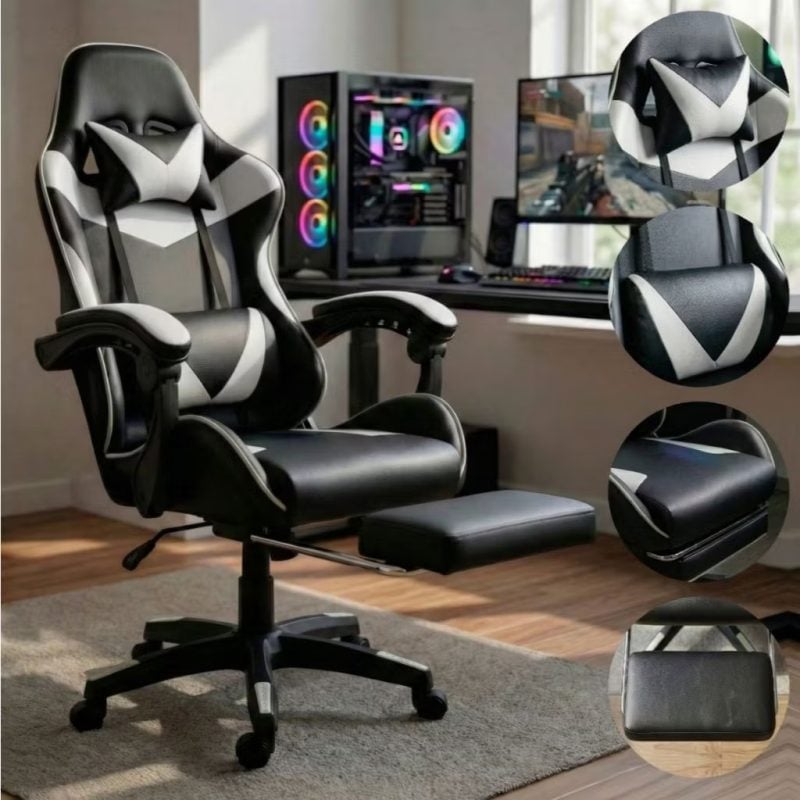 Cadeira Gamer Profissional Escritório Ergonômica Reclinável Confortável Com Rodinha E Apoi