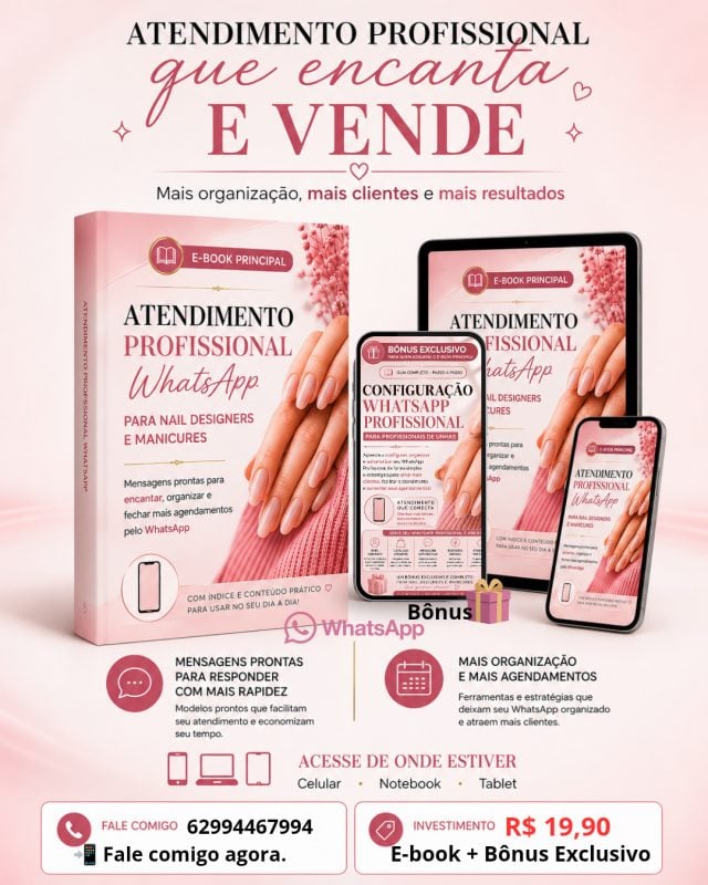 E-book: Mensagens Profissionais para WhatsApp de Manicures e Nail Designers