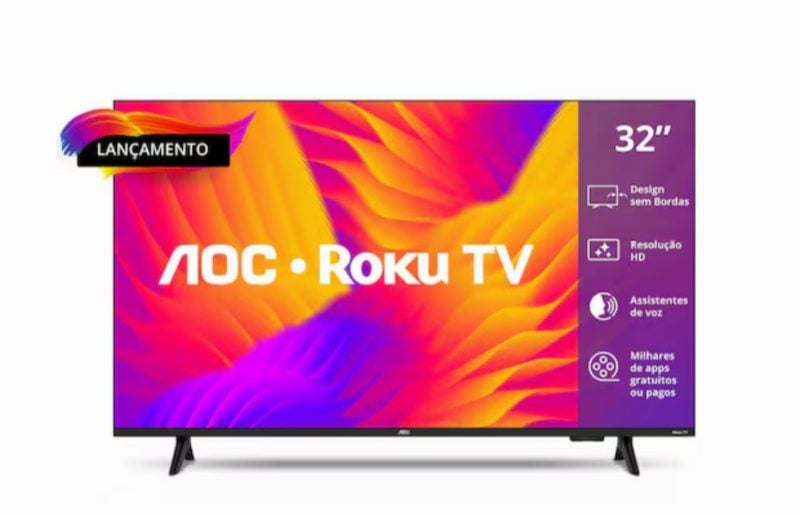 Smart TV 32" Roku TV Wi-Fi Dolby Audio Preta