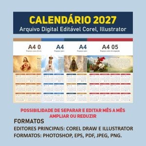 Pack 8 Bases editáveis em vetor de Calendários 2027 Cdr - Ilustrator - Photoshop — foto 14