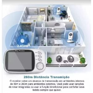 Babá Eletrônica com Monitor Visão Noturna Áudio Bidirecional Sensor de Temperatura Monitor — foto 3