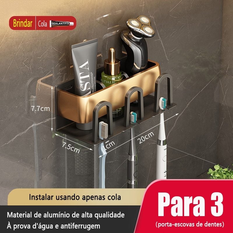 Rack de armazenamento de banheiro em alumínio dourado preto MEIDOO
