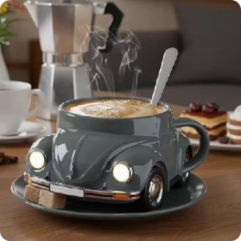 Caneca xícara em formato de carro vintage