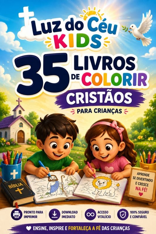 35 LIVROS DE COLORIR BÍBLICOS PARA CRIANÇAS Luz do Céu Kids Aprender, Colorir e Des