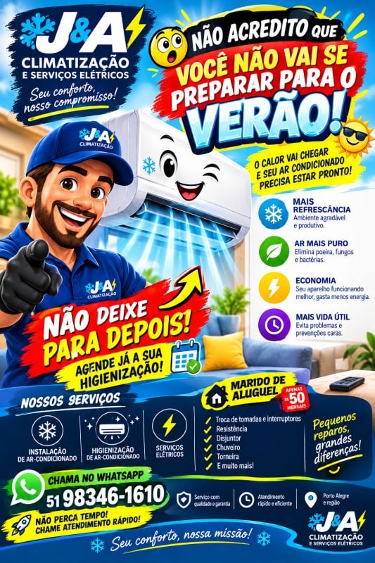 Higienização de ar condicionado e serviços elétricos