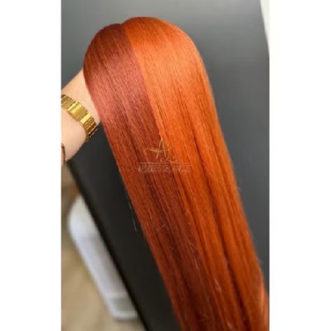 Cabelo Mega Hair Ruivo Laranjinha Liso Fibra Russa Aplique Organico