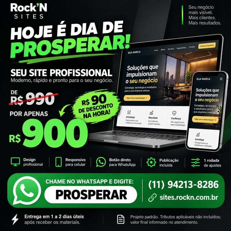 Site Profissional por R$:900 até 02/11