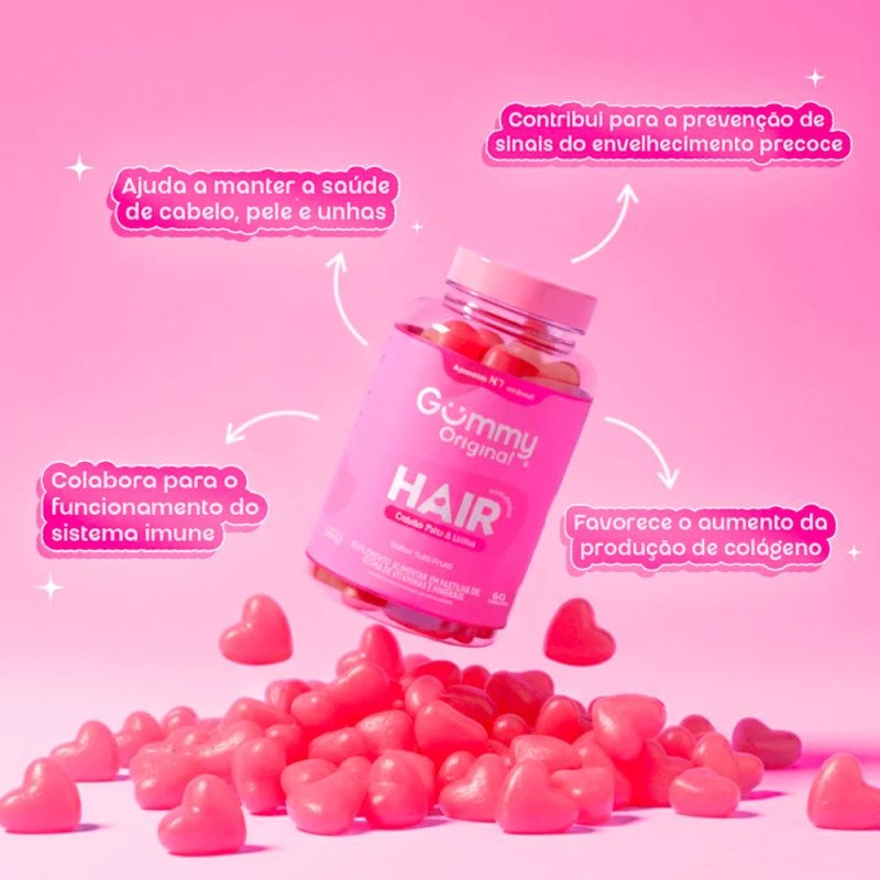 Cabelo caindo, unhas frágeis e pele sem vida?Gummy hair sua melhor solução! Aproveite!