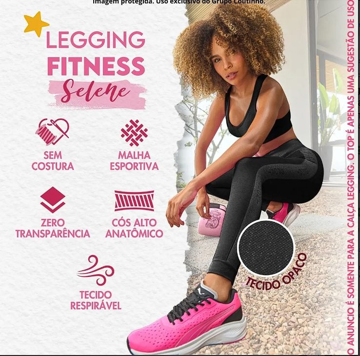 Calça Legging Feminina Selene Academia Empina Levanta Bumbum