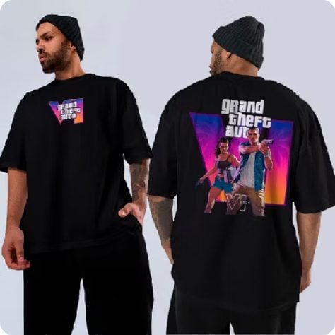 Camiseta Basica Ou Oversized GTA 6 Arte Exclusiva Lancamento Data Arte Game Do Ano Moda.