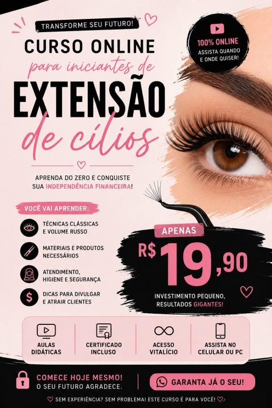 Curso vip extensão de cílios