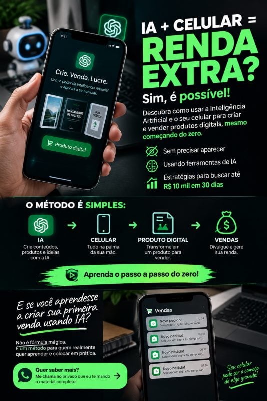 IA + celular para criar produtos digitais