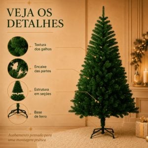 Árvore De Natal 1,50m Pinheiro 500 Galhos Premium Tradicional Verde — foto 8