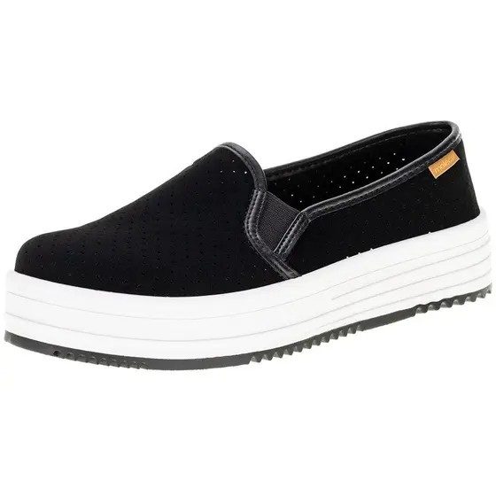 Tênis Feminino Slip On Preto/Nobuck Moleca — foto 2