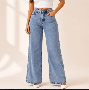 Calça jeans pantalona wide leg feminina cintura alta — foto 3