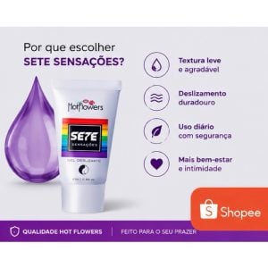 Gel Sete Sensações Hot Flowers Original Deslizante Intenso 25g Premium — foto 4