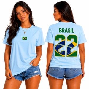 Camiseta Unissex Com Bandeira Brasileira Estampa 22 Brasil Blusa Casual 100% Algodão Prem — foto 8